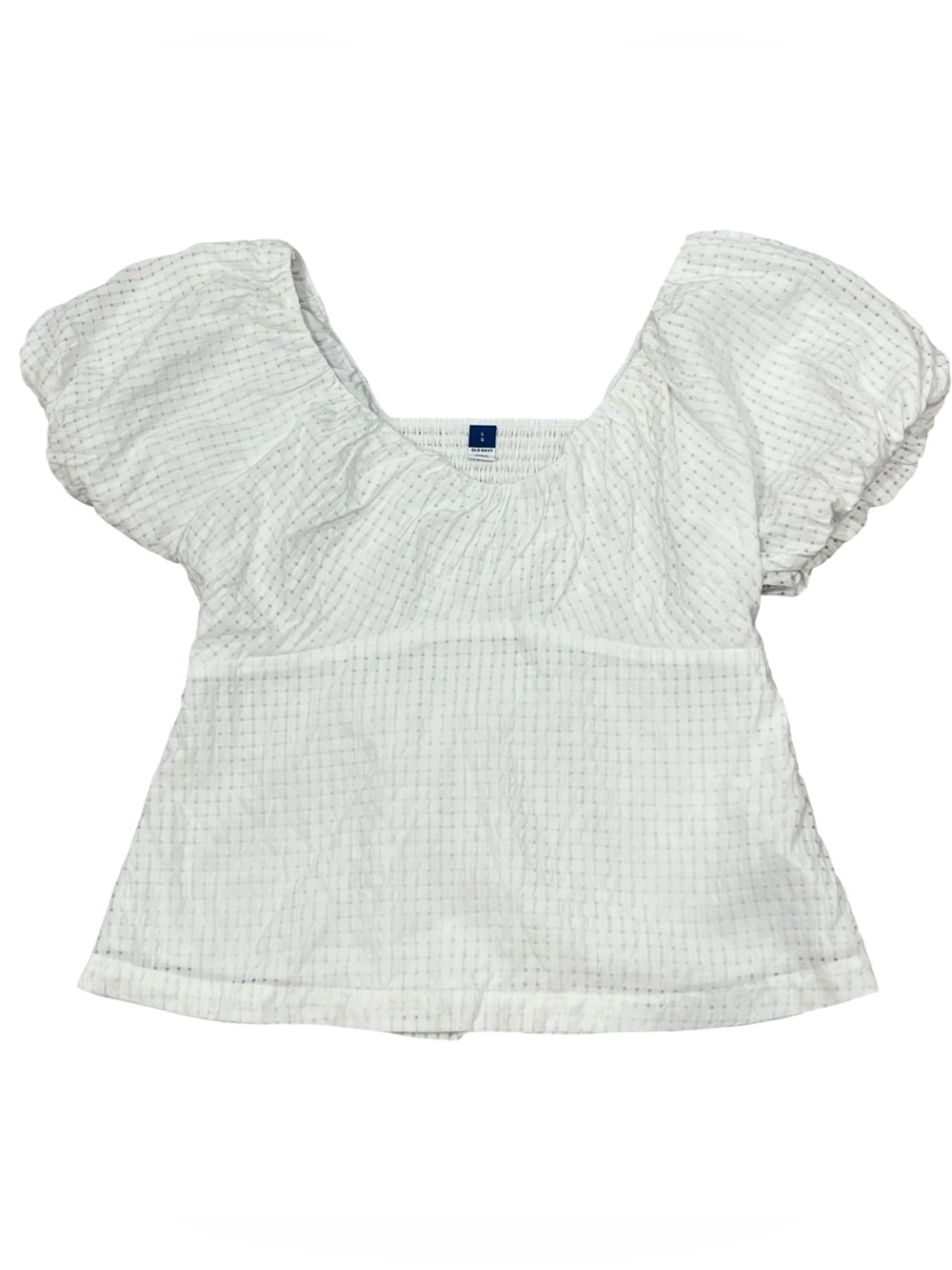 Women's White Puff-Sleeve Peasant Top - Picture 4 of 7
